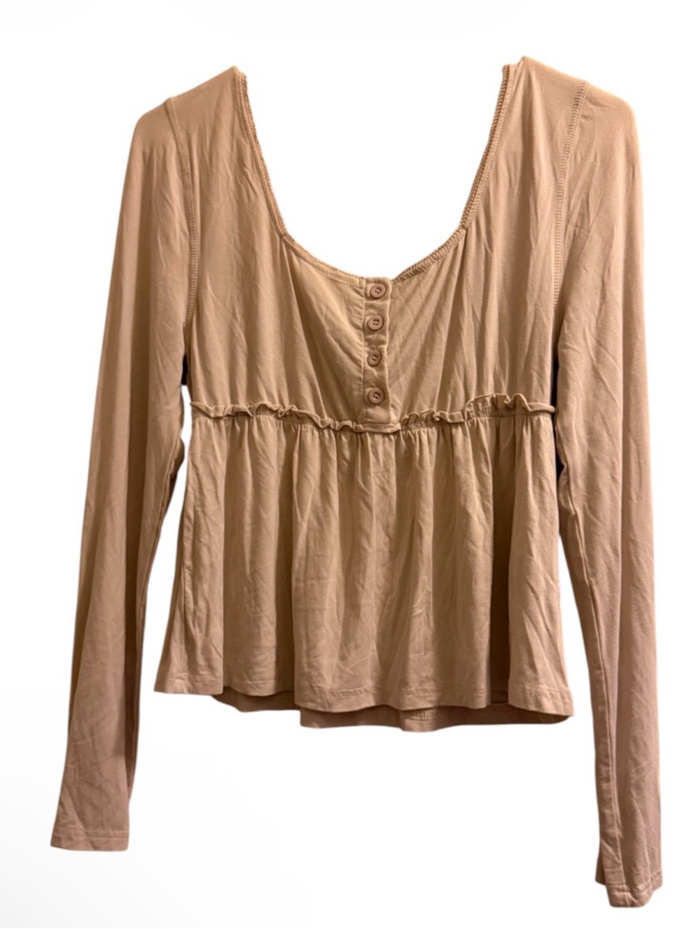 Womens Long Sleeve Scoop Neck Peplum Top